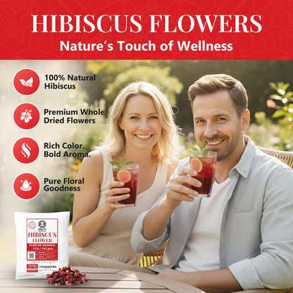 Akshit 5 oz. Dried Hibiscus Flowers (Flor de Jamaica) Tea | Loose Leaf Tea | Caffeine-Free | Vegan Friendly | Fleurs d'hibiscus – Antioxidant Herbal Tea