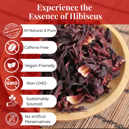 Akshit 5 oz. Dried Hibiscus Flowers (Flor de Jamaica) Tea | Loose Leaf Tea | Caffeine-Free | Vegan Friendly | Fleurs d'hibiscus – Antioxidant Herbal Tea