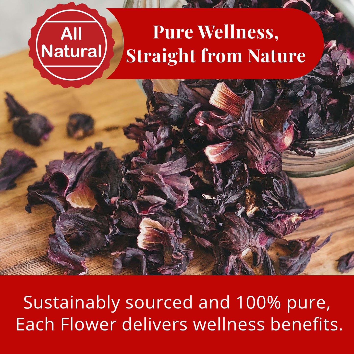 Akshit 5 oz. Dried Hibiscus Flowers (Flor de Jamaica) Tea | Loose Leaf Tea | Caffeine-Free | Vegan Friendly | Fleurs d'hibiscus – Antioxidant Herbal Tea