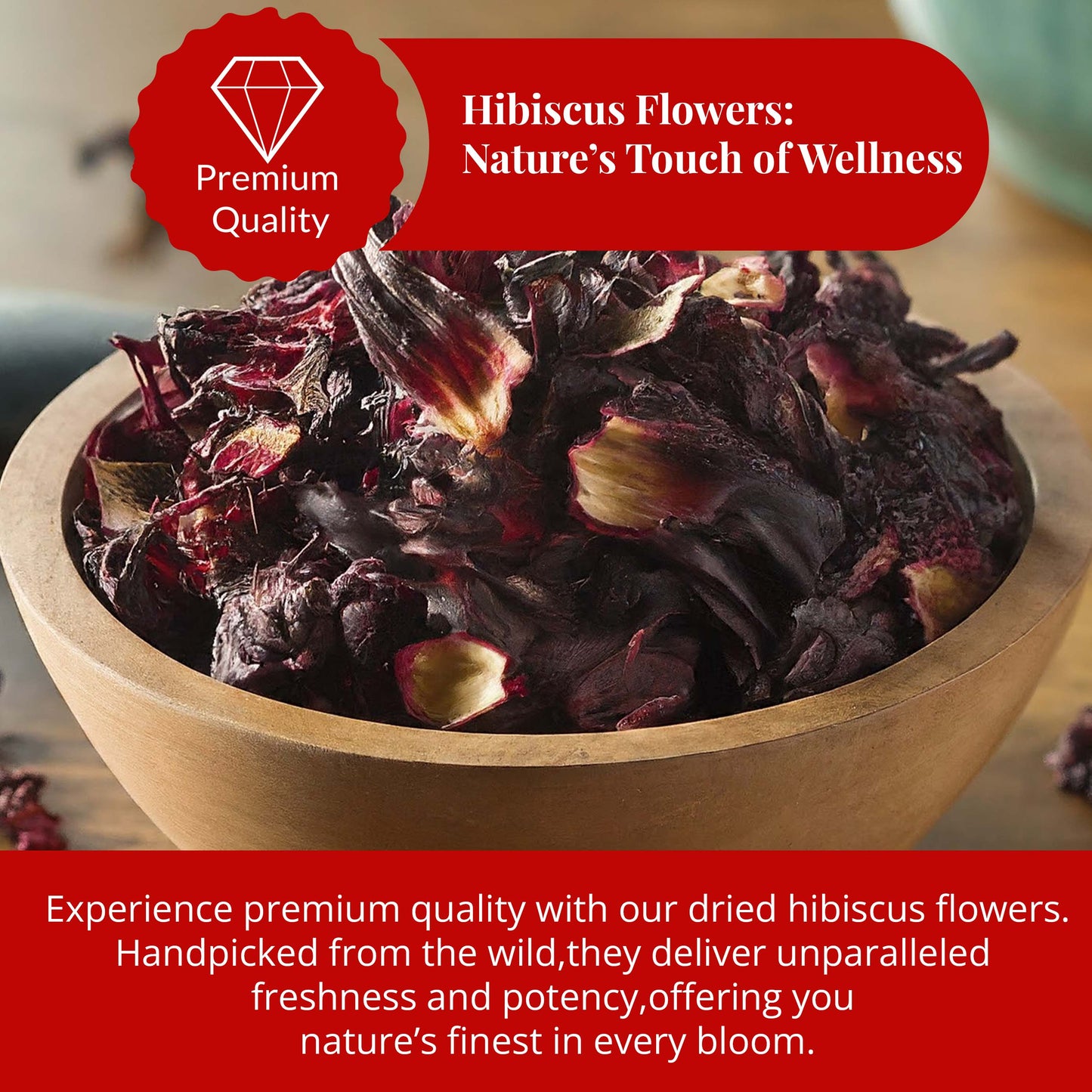Akshit 5 oz. Dried Hibiscus Flowers (Flor de Jamaica) Tea | Loose Leaf Tea | Caffeine-Free | Vegan Friendly | Fleurs d'hibiscus – Antioxidant Herbal Tea