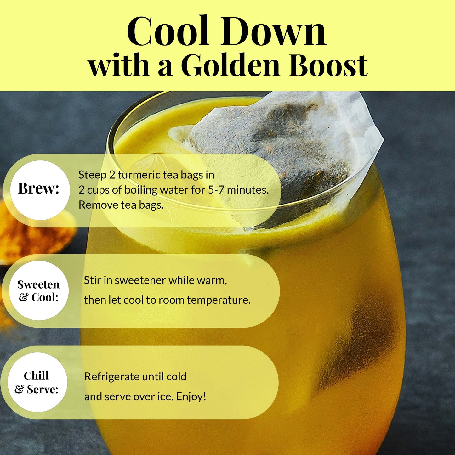 Akshit 75 Natural Turmeric Tea Bags | Peppermint, Lemongrass and Black Pepper Tea Blend, Te De Curcuma, Pure Tumeric Tea blend, Caffeine Free, Stress Relieving Herbal Tea, Non-Gmo. Pack of 1