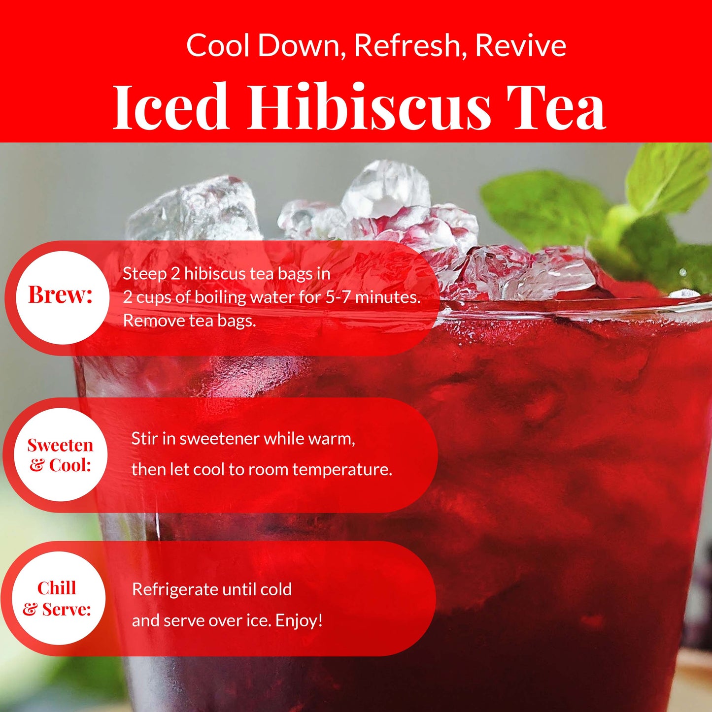 Hibiscus Tea Bags 50 Count – Pure Dried Hibiscus, Caffeine-Free, Stress-Relieving Herbal Tea