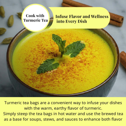 Akshit 75 Natural Turmeric Tea Bags | Peppermint, Lemongrass and Black Pepper Tea Blend, Te De Curcuma, Pure Tumeric Tea blend, Caffeine Free, Stress Relieving Herbal Tea, Non-Gmo. Pack of 1