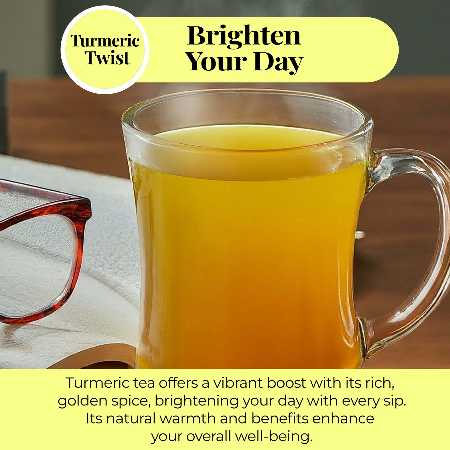 Akshit 75 Natural Turmeric Tea Bags | Peppermint, Lemongrass and Black Pepper Tea Blend, Te De Curcuma, Pure Tumeric Tea blend, Caffeine Free, Stress Relieving Herbal Tea, Non-Gmo. Pack of 1