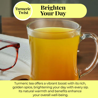 Akshit 75 Natural Turmeric Tea Bags | Peppermint, Lemongrass and Black Pepper Tea Blend, Te De Curcuma, Pure Tumeric Tea blend, Caffeine Free, Stress Relieving Herbal Tea, Non-Gmo. Pack of 1