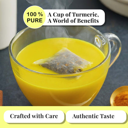 Akshit 75 Natural Turmeric Tea Bags | Peppermint, Lemongrass and Black Pepper Tea Blend, Te De Curcuma, Pure Tumeric Tea blend, Caffeine Free, Stress Relieving Herbal Tea, Non-Gmo. Pack of 1